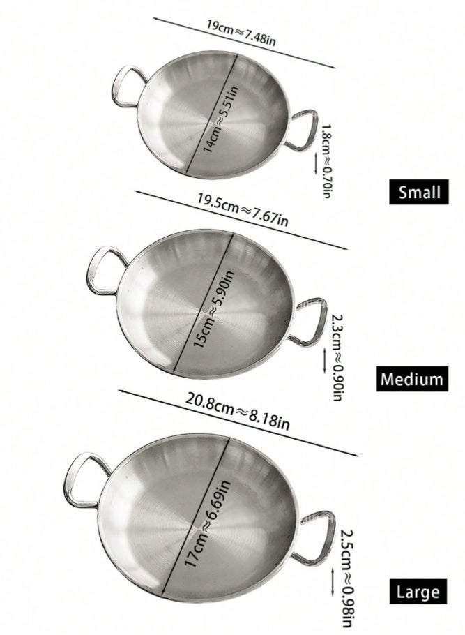 ميدي طقم أطباق من الفولاذ المقاوم للصدأ مكون من 3 قطع - أطباق إفطار ووجبات خفيفة على الطراز الكوري، أطباق منزلية ومطاعم للبطاطس المقلية والدجاج المقلي والبرجر، صواني تقديم معدنية سميكة، أطباق حلويات وفواكه عالية الجودة، طقم أدوات مائدة قابل للتكديس والتخزين - Image 2